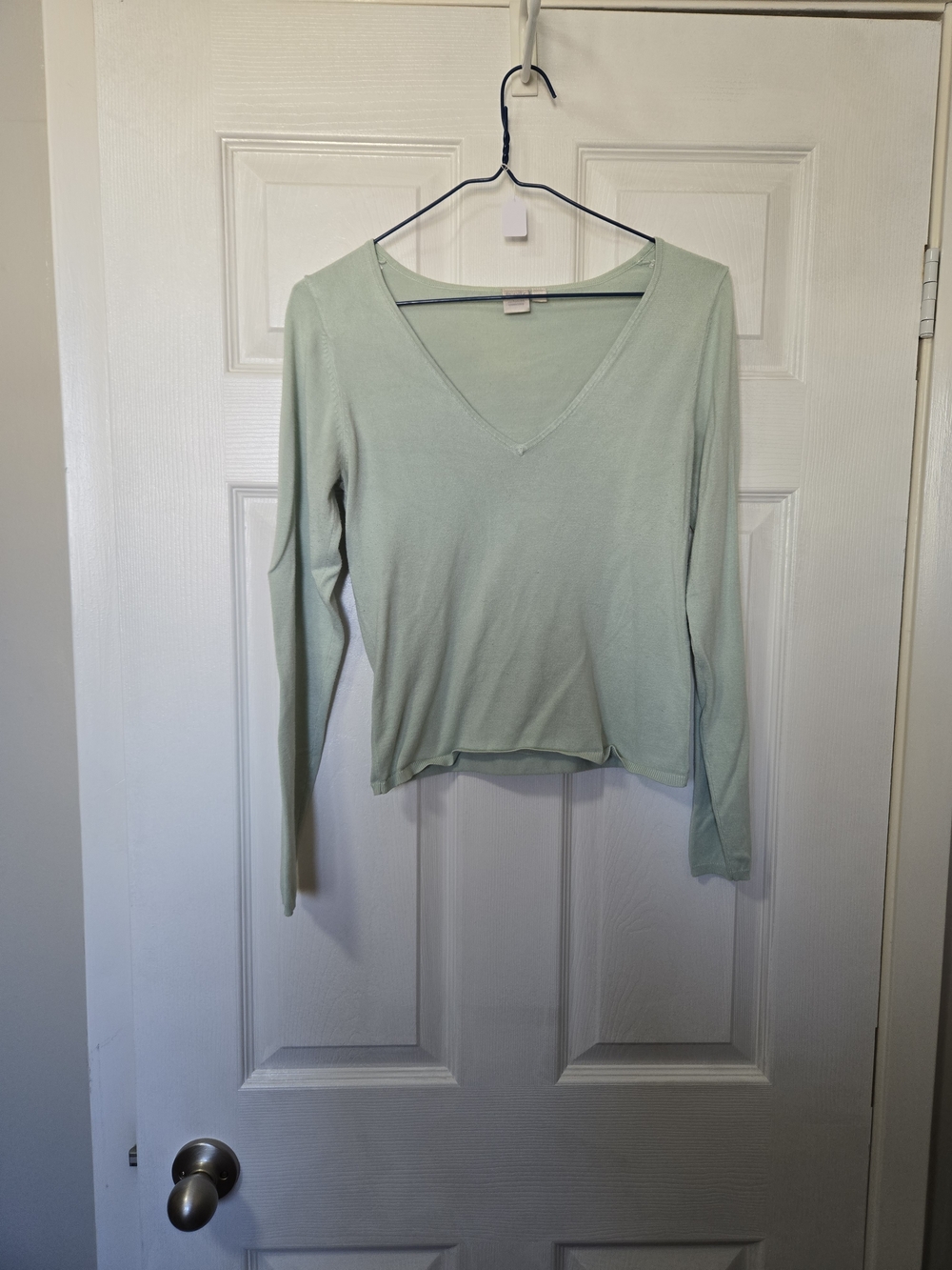 twik Light Mint V-Neck Long Sleeve Top